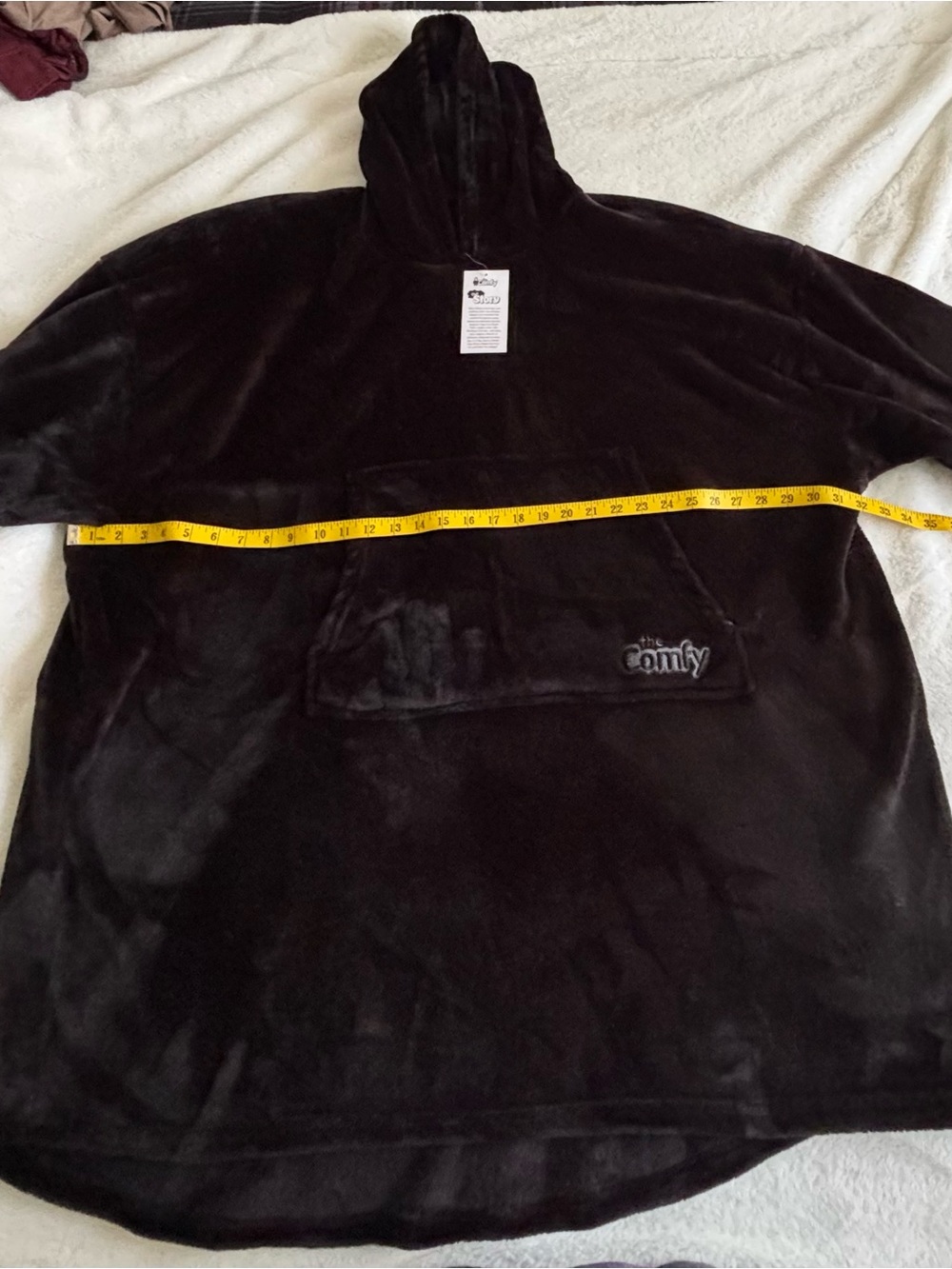 The Comfy Wearable Blanket Hooded Fleece Pullover One Size Black